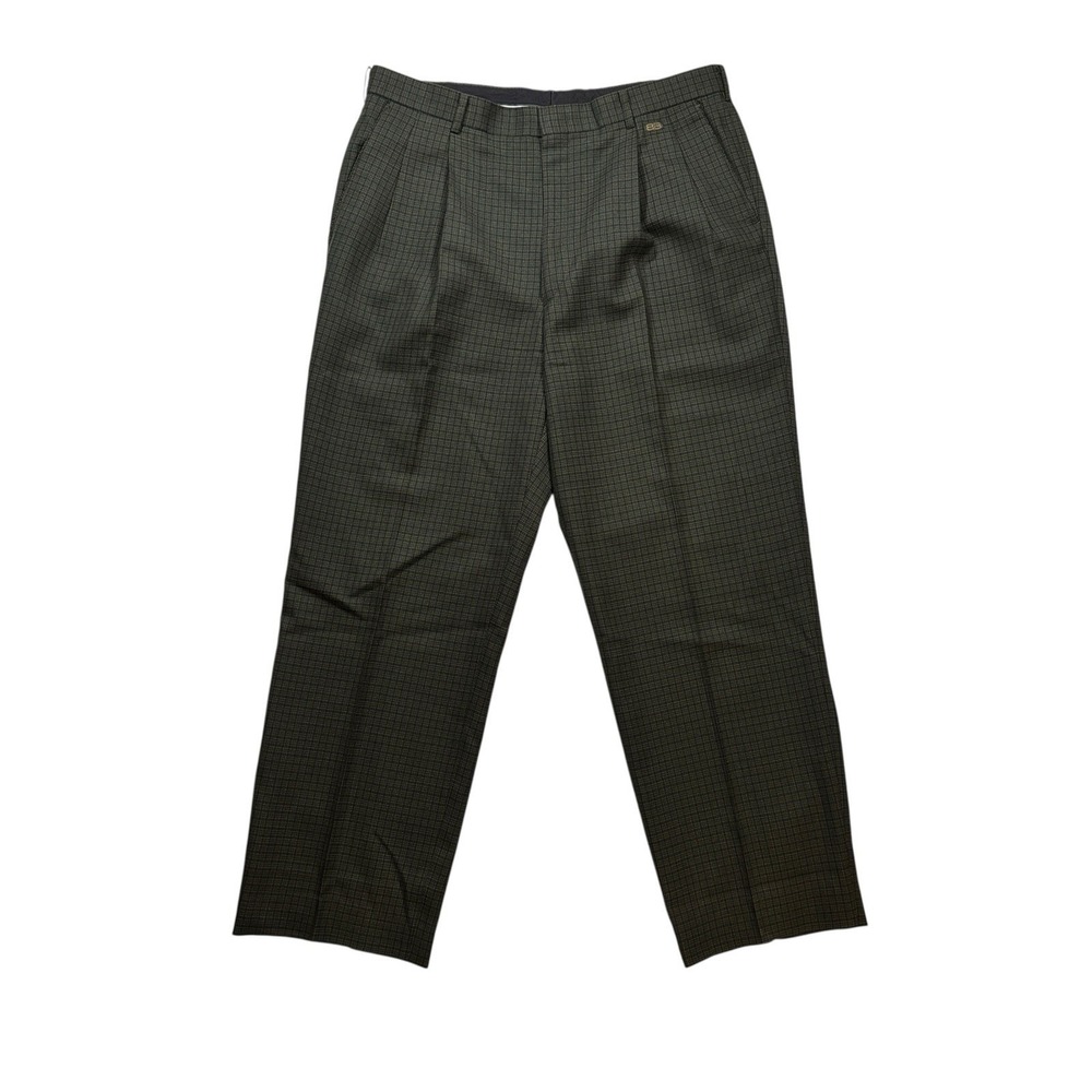 BALENCIAGA Sports Plaid Straight Slacks Pants Green Measure 34x28